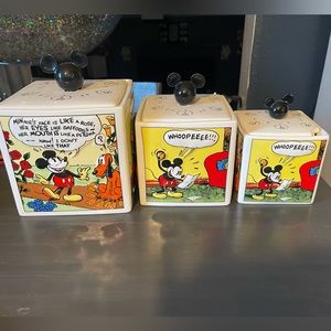 3 Vintage Style Disney/Gibson Mickey Mouse Canisters